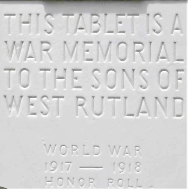 WEST RUTLAND WAR MEMORIAL STONE A