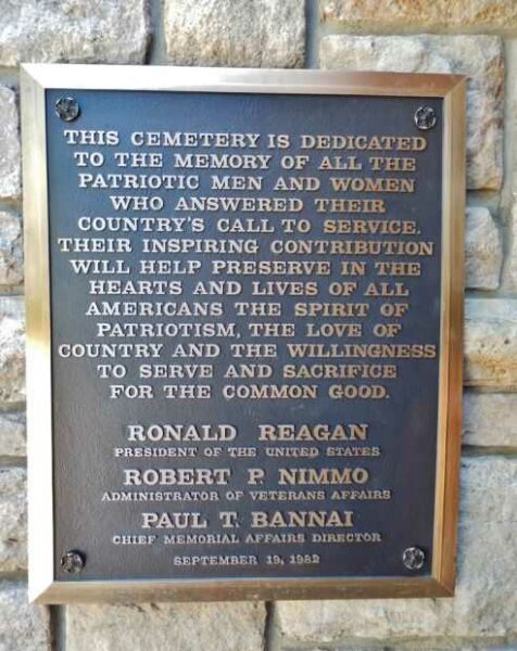 INDIANTOWN GAP NATIONAL CEMETERY DEDICATION MEMORIAL PLAQUE
