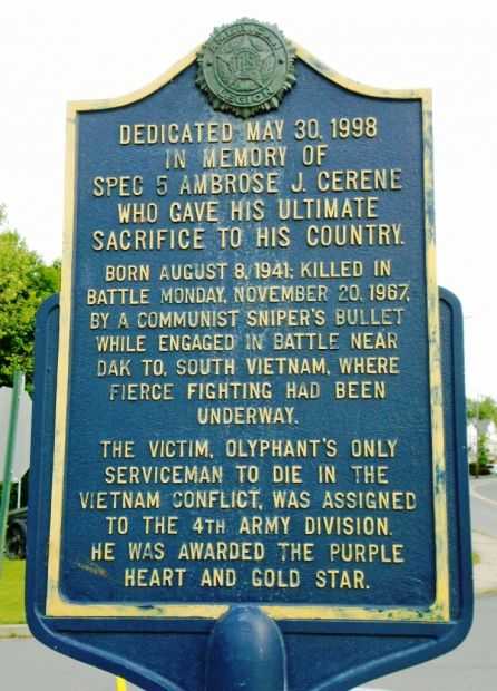SPEC 5 AMBROSE J. CERENE WAR MEMORIAL MARKER