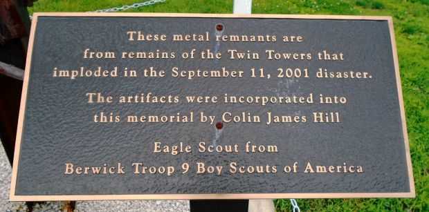 BERWICK SEPTEMBER 11, 2001 WAR MEMORIAL PLAQUE