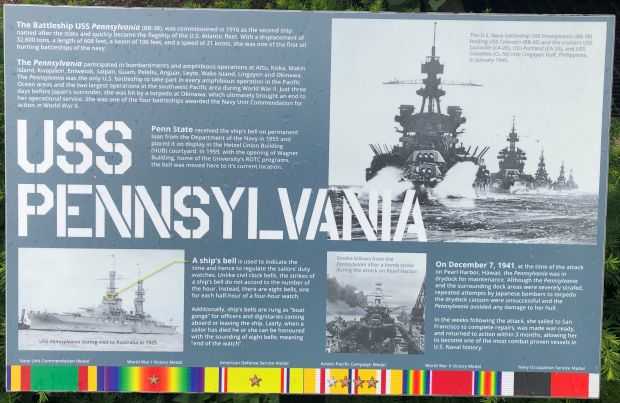 USS PENNSYLVANIA WAR MEMORIAL BELL PLAQUE