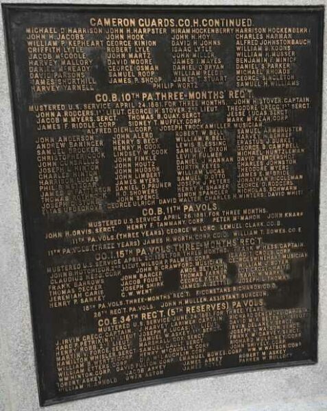 CENTRE COUNTY CIVIL WAR VETERANS MEMORIAL PLAQUE B