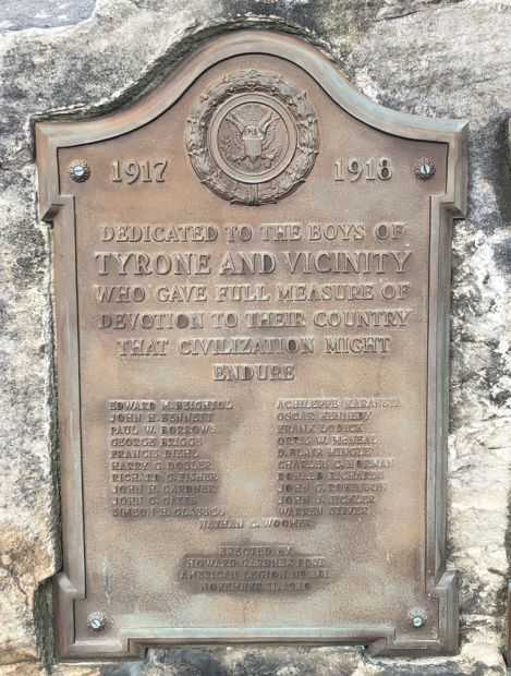 TYRONE AND VICINITY WORLD WAR FULL MEASURE OF DEVOTION MEMORIAL PLAQUE