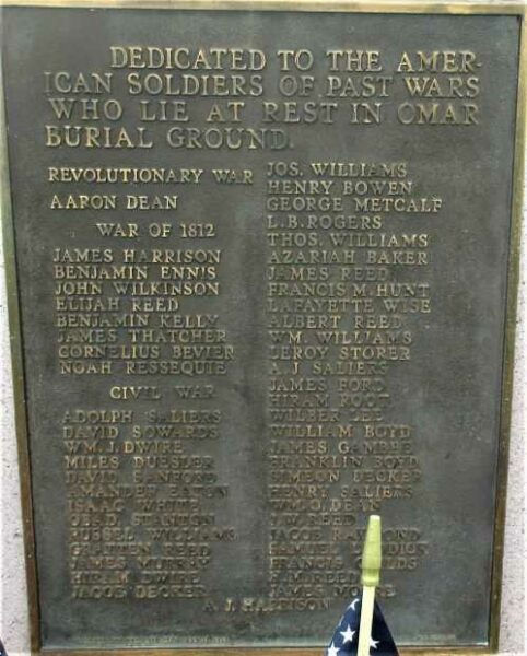 OMAR CEMETERY VETERANS OF ALL WARS MEMORIAL PLAQUE
