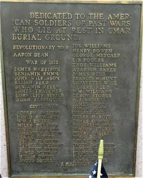 OMAR CEMETERY VETERANS OF ALL WARS MEMORIAL PLAQUE