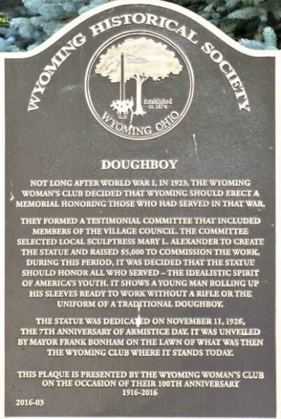 WYOMING HISTORICAL SOCIETY DOUGHBOY WAR MEMORIAL MARKER