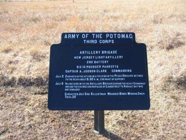 2ND BATTERY NEW JERSEY LIGHT ARTILLERY MEMORIAL PLAQUE