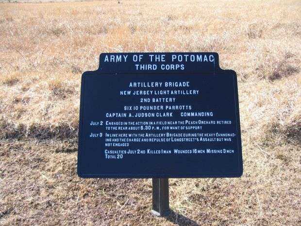 2ND BATTERY NEW JERSEY LIGHT ARTILLERY MEMORIAL PLAQUE