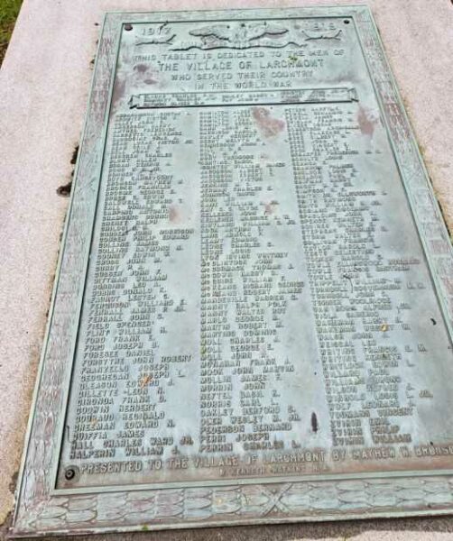 VILLAGE OF LARCHMONT WORLD WAR MEMORIAL PLAQUE