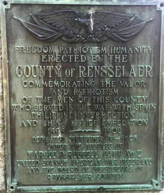 COUNTY OF RENSSELAER SPANISH-AMERICAN WAR MEMORIAL PLAQUE
