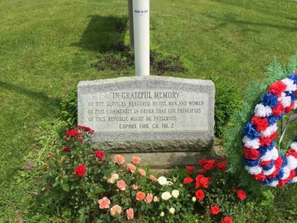 COPAKE FIRE CO. NO. 2 WAR MEMORIAL FLAGPOLE STONE