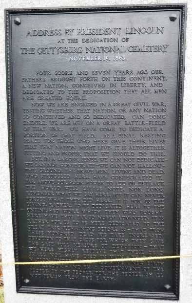 BALTIMORE NATIONAL CEMETERY ADDRESS BY PRESIDENT LINCOLN WAR MEMORIAL PLAQUE