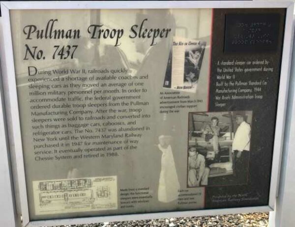 PULLMAN TROOP SLEEPER NO. 7437 MEMORIAL PLAQUE