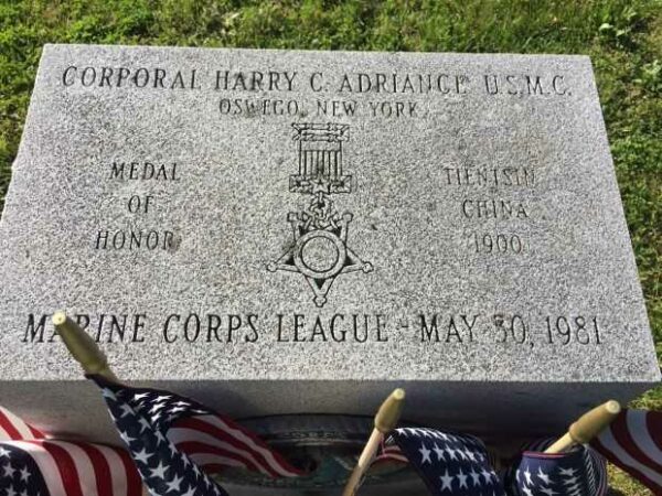 CORPORAL HARRY C. ADRIANCE U.S.M.C. MEDAL OF HONOR MEMORIAL TABLET