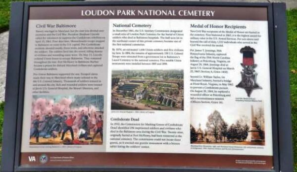 LOUDON PARK NATIONAL CEMETERY WAR MEMORIAL PANEL