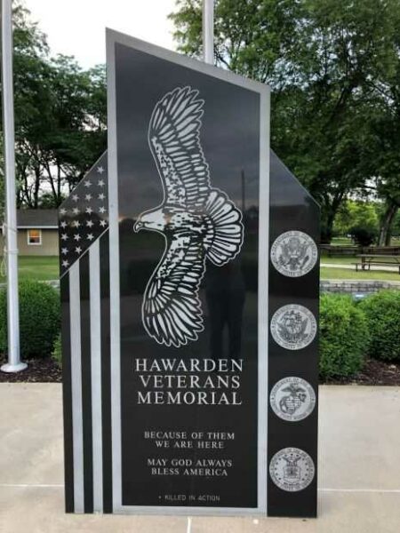 HAWARDEN VETERANS MEMORIAL DEDICATION STONE