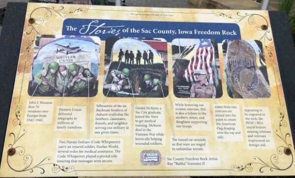 SAC COUNTY, IOWA FREEDOM ROCK VETERANS MEMORIAL PLAQUE