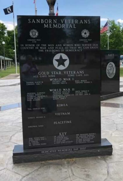 SANBORN VETERANS MEMORIAL DEDICATION STONE
