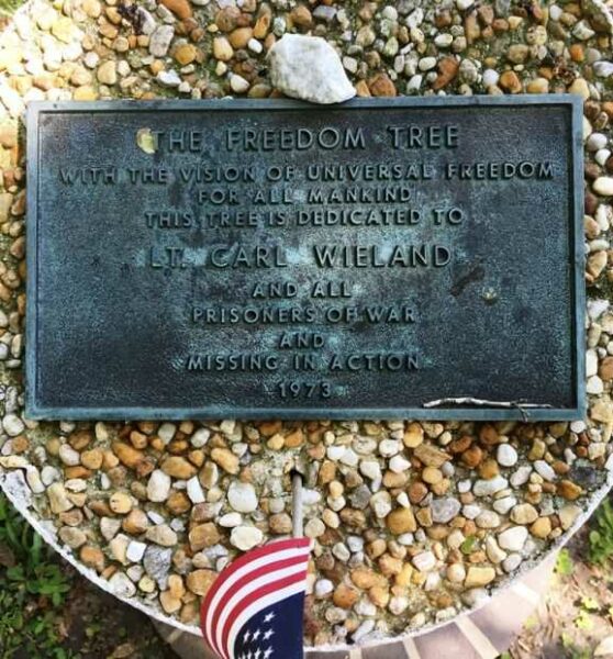 THE FREEDOM TREE LT. CARL WIELAND WAR MEMORIAL PLAQUE