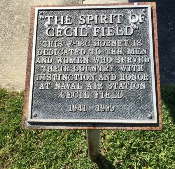 “THE SPIRIT OF CECIL FIELD” F-18C HORNET WAR MEMORIAL PLAQUE