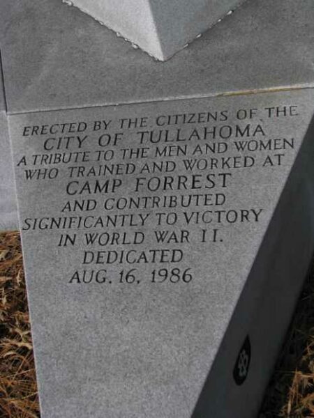 CAMP FORREST MEMORIAL DEDICATION STONE
