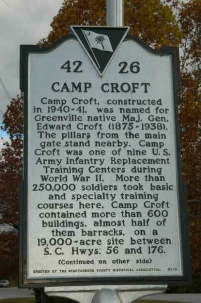 CAMP CROFT WAR MEMORIAL MARKER FRONT