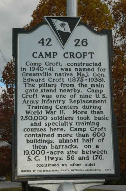 CAMP CROFT WAR MEMORIAL MARKER FRONT