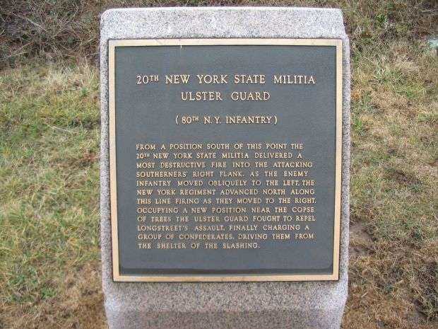 20TH NEW YORK STATE MILITIA WAR MEMORIAL PLAQUE
