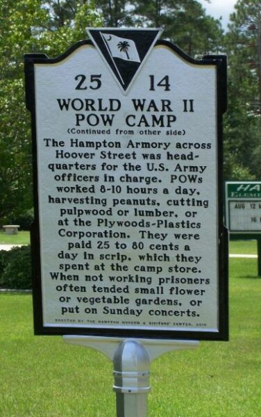 HAMPTON WORLD WAR II POW CAMP MEMORIAL MARKER BACK