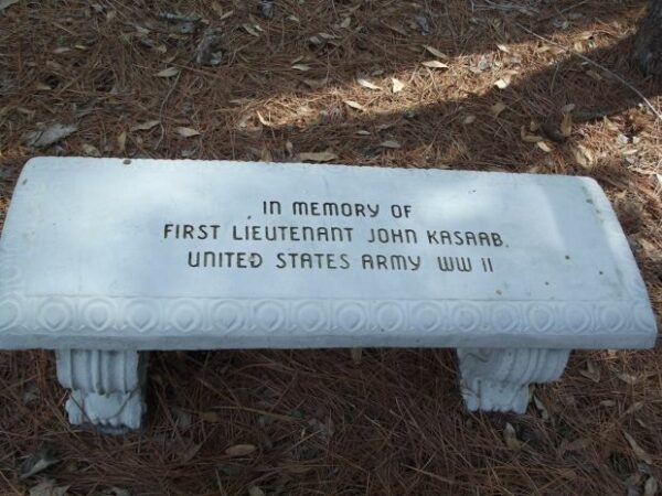 WILDWOOD GARDEN CLUB WORLD WAR II MEMORIAL PINE TREES BENCH A