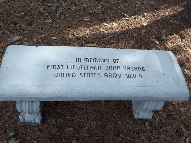 WILDWOOD GARDEN CLUB WORLD WAR II MEMORIAL PINE TREES BENCH A