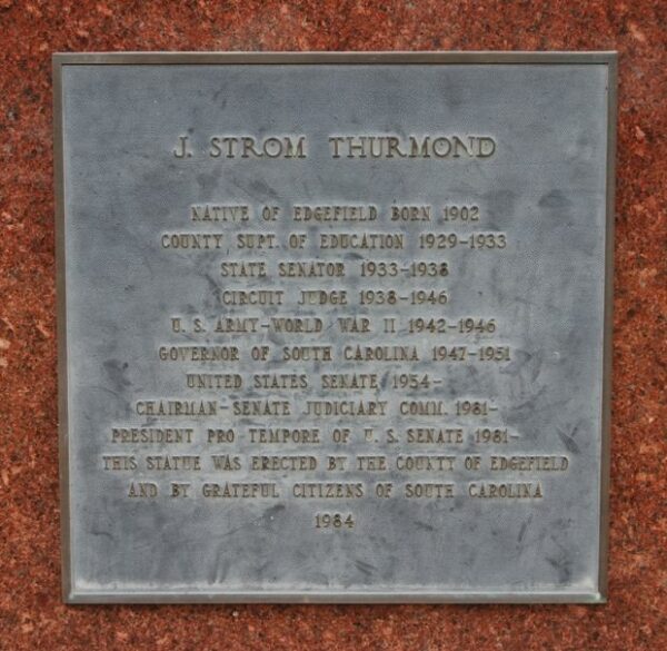 J. STROM THURMOND MEMORIAL PLAQUE