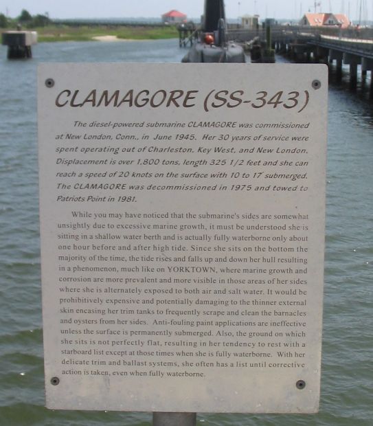 CLAMAGORE (SS-343) MEMORIAL SUBMARINE PLAQUE