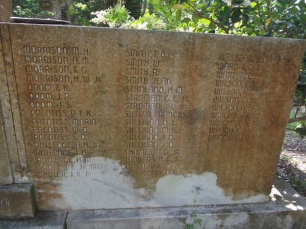 ST. JAMES SANTEE PARISH WORLD WAR II MEMORIAL RIGHT STONE
