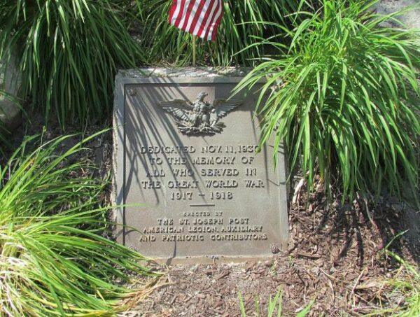ST. JOSEPH POST AMERICAN LEGION MEMORIAL PLAQUE