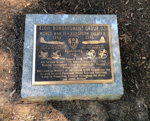 416TH BOMBARDMENT GROUP WAR MEMORIAL PLAQUE