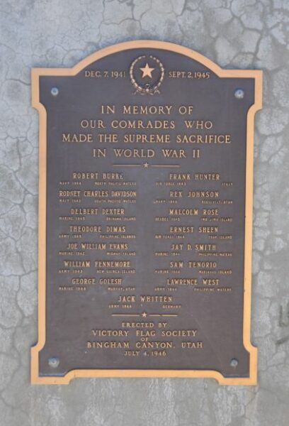 BINGHAM DISTRICT WORLD WAR II MEMORIAL PLAQUE C