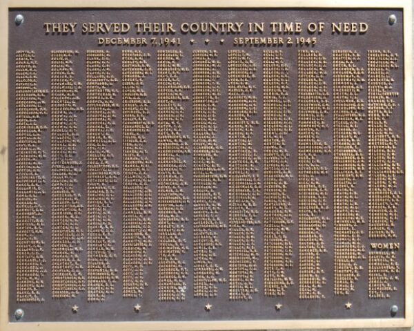 BINGHAM DISTRICT WORLD WAR II MEMORIAL PLAQUE B