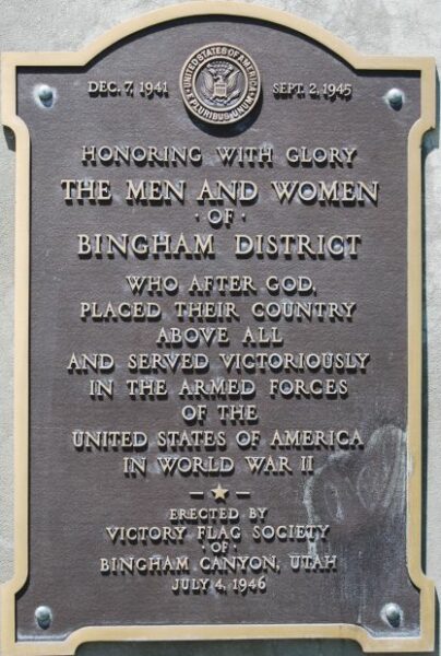 BINGHAM DISTRICT WORLD WAR II MEMORIAL PLAQUE A