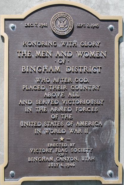 BINGHAM DISTRICT WORLD WAR II MEMORIAL PLAQUE A