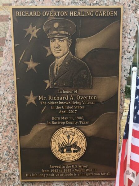RICHARD OVERTON HEALING GARDEN MEMORIAL PLAQUE