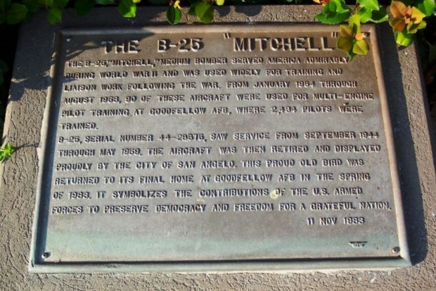 THE B-25 “MITCHELL” WAR MEMORIAL PLAQUE