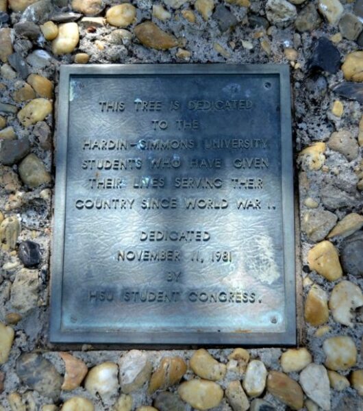 HARDIN-SIMMONS UNIVERSITY SUPREME SACRIFICE MEMORIAL TREE PLAQUE