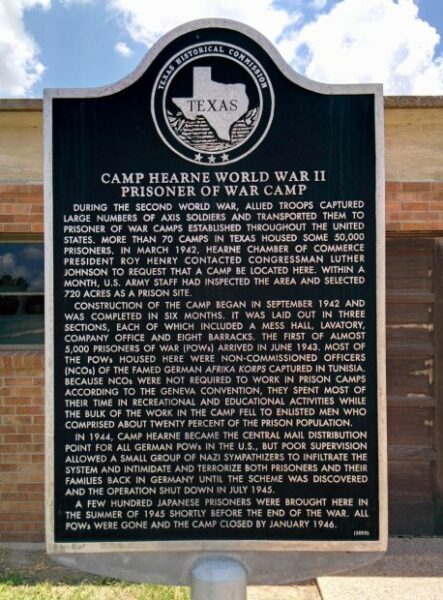 CAMP HEARNE WORLD WAR II PRISONER OF WAR CAMP MEMORIAL MARKER