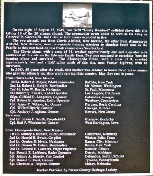 AUGUST 17, 1945 B-29 CRASH MEMORIAL PLAQUE