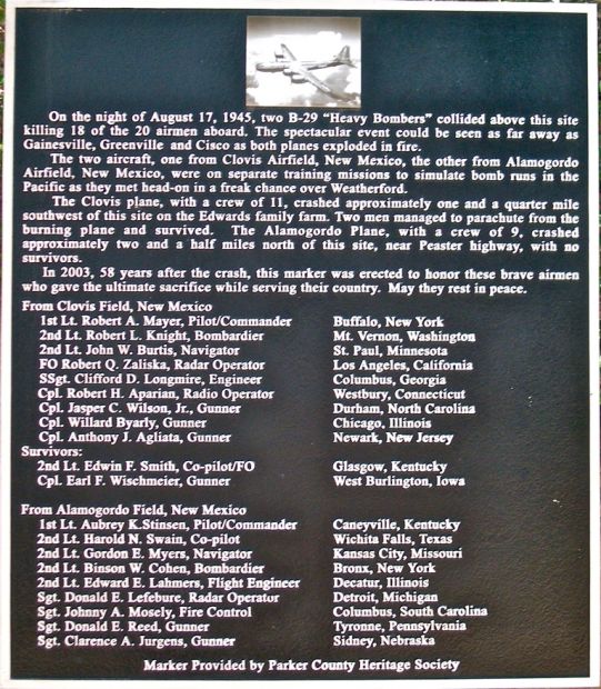 AUGUST 17, 1945 B-29 CRASH MEMORIAL PLAQUE