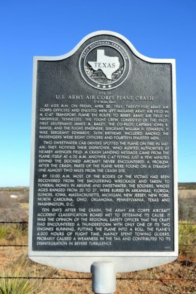 U.S. ARMY AIR CORPS PLANE CRASH MEMORIAL MARKER