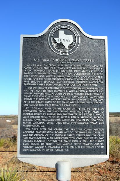 U.S. ARMY AIR CORPS PLANE CRASH MEMORIAL MARKER