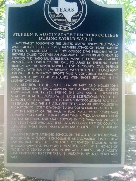 STEPHEN F. AUSTIN STATE TEACHERS COLLEGE MEMORIAL MARKER