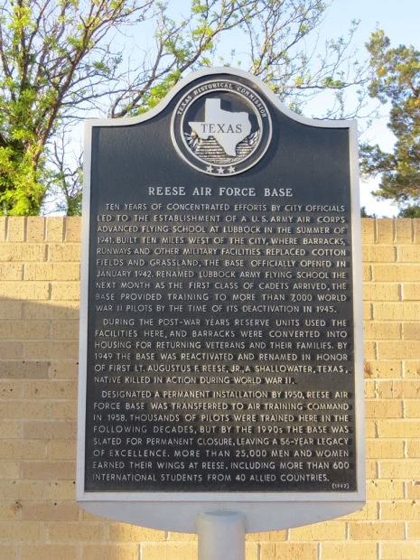 REESE AIR FORCE BASE MEMORIAL MARKER